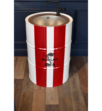 Evier Shelby rouge/blanc robinet industriel